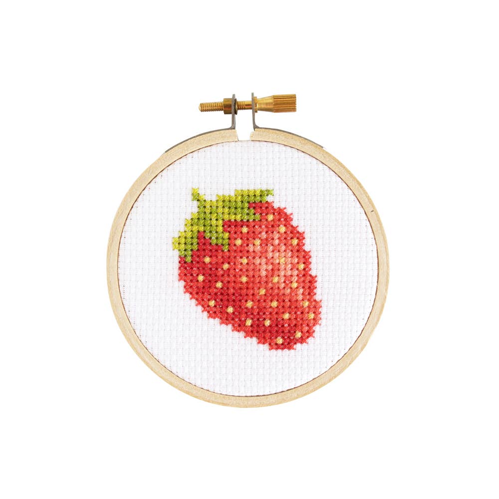 Strawberry DIY Mini Cross Stitch Kit - These Hands Makers Collective