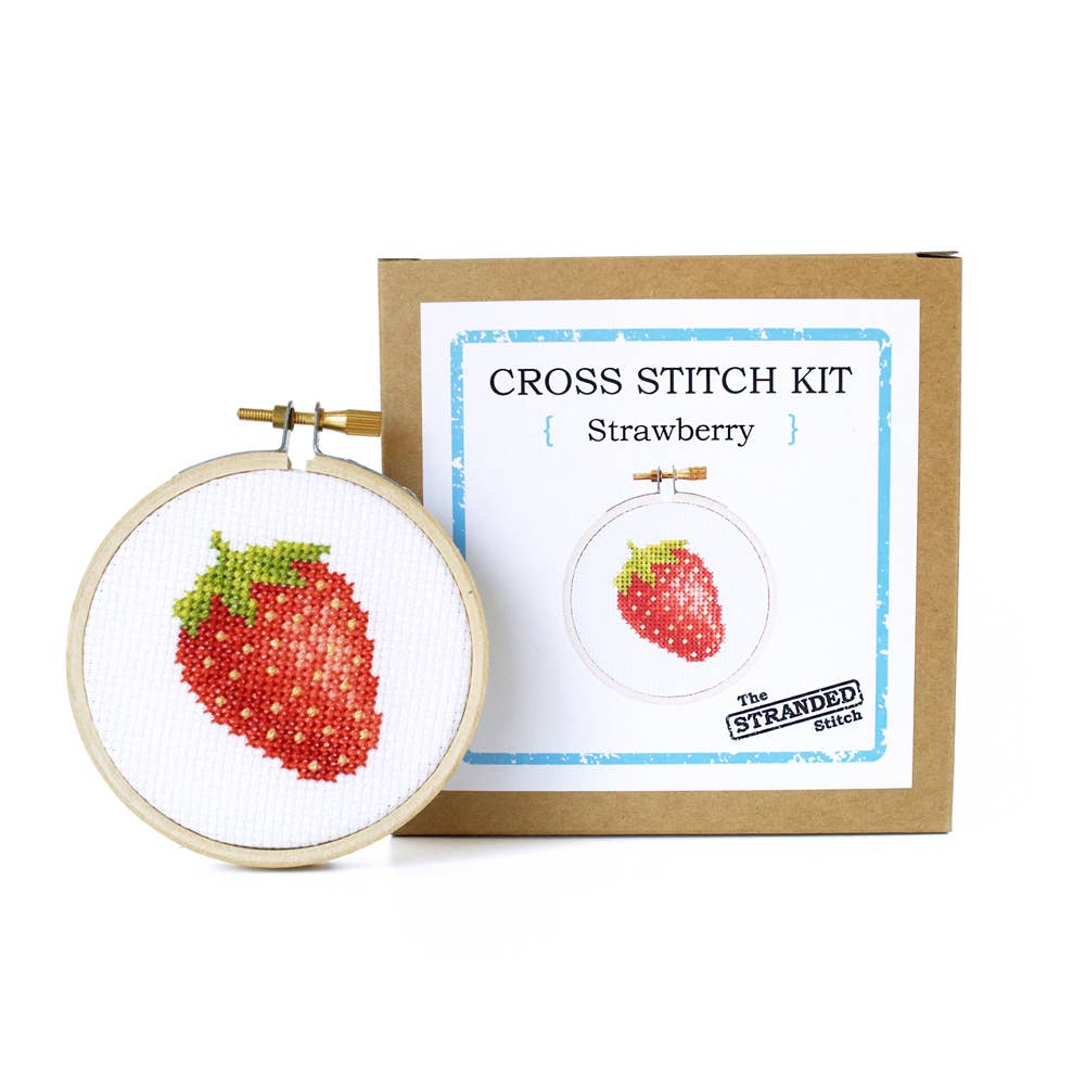 Strawberry DIY Mini Cross Stitch Kit - These Hands Makers Collective
