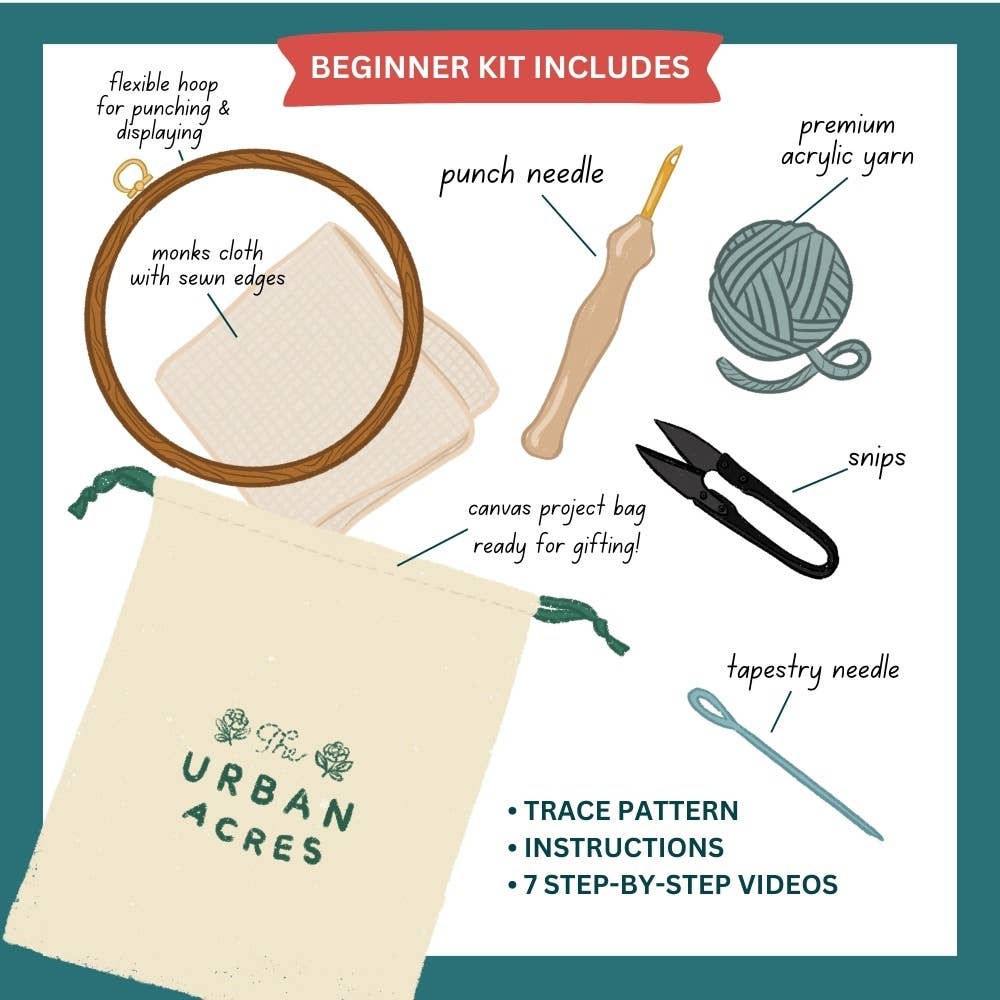 Strawberry Punch Needle Kit: Beginner Kit - These Hands Makers Collective