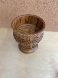 Vintage Oak Wood Pedestal Bowl