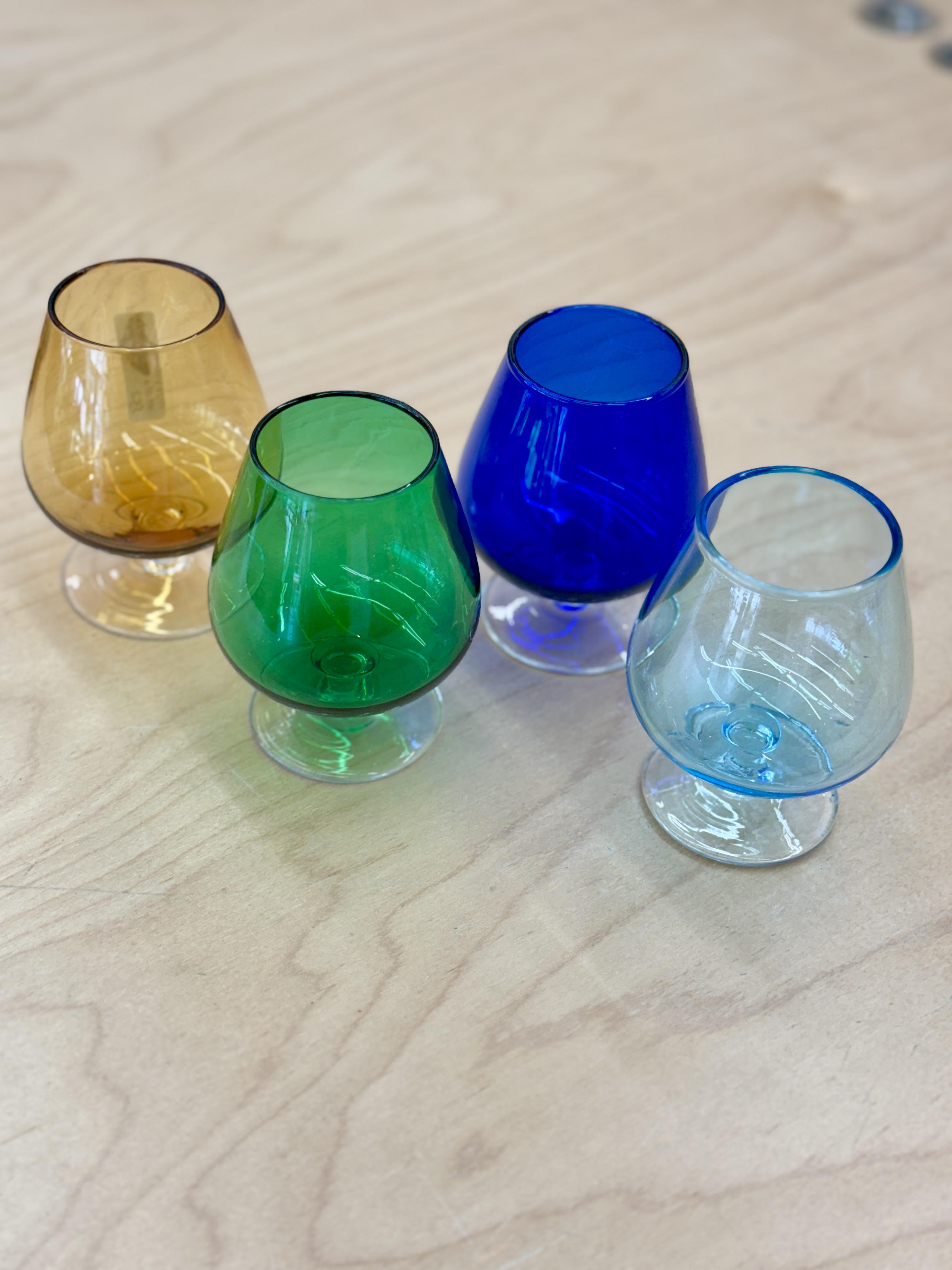 Mid Century Set of 4 Multi Colored Brandy Snifters