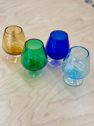 Mid Century Set of 4 Multi Colored Brandy Snifters