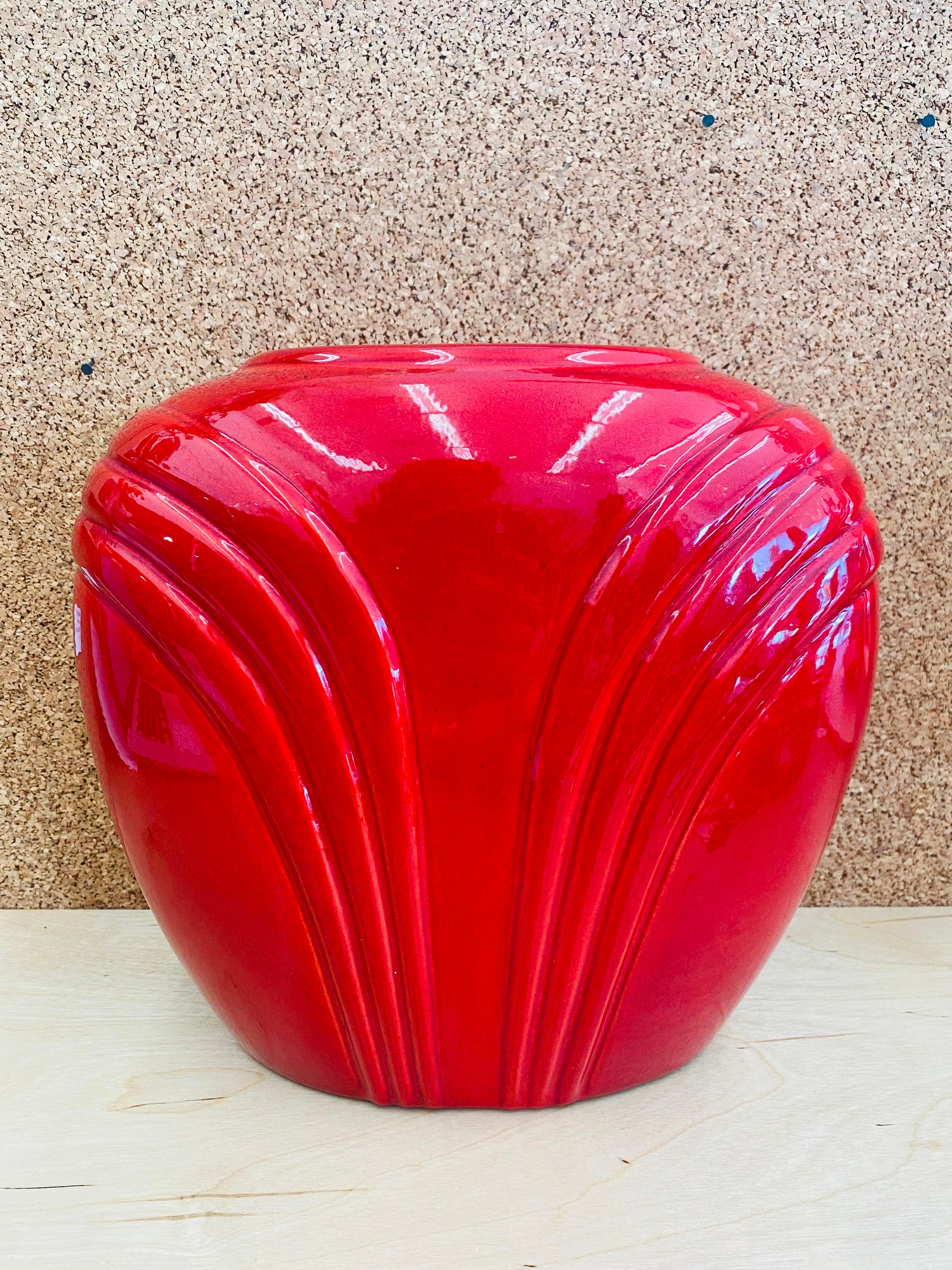 Large Red Art Deco Vintage Vase
