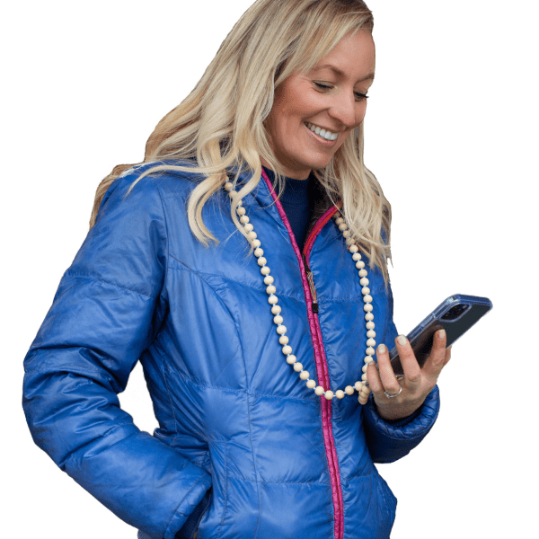 Used by Warner Bros Studio! Wood Beaded Cell Phone Chain : Black - These Hands Makers Collective