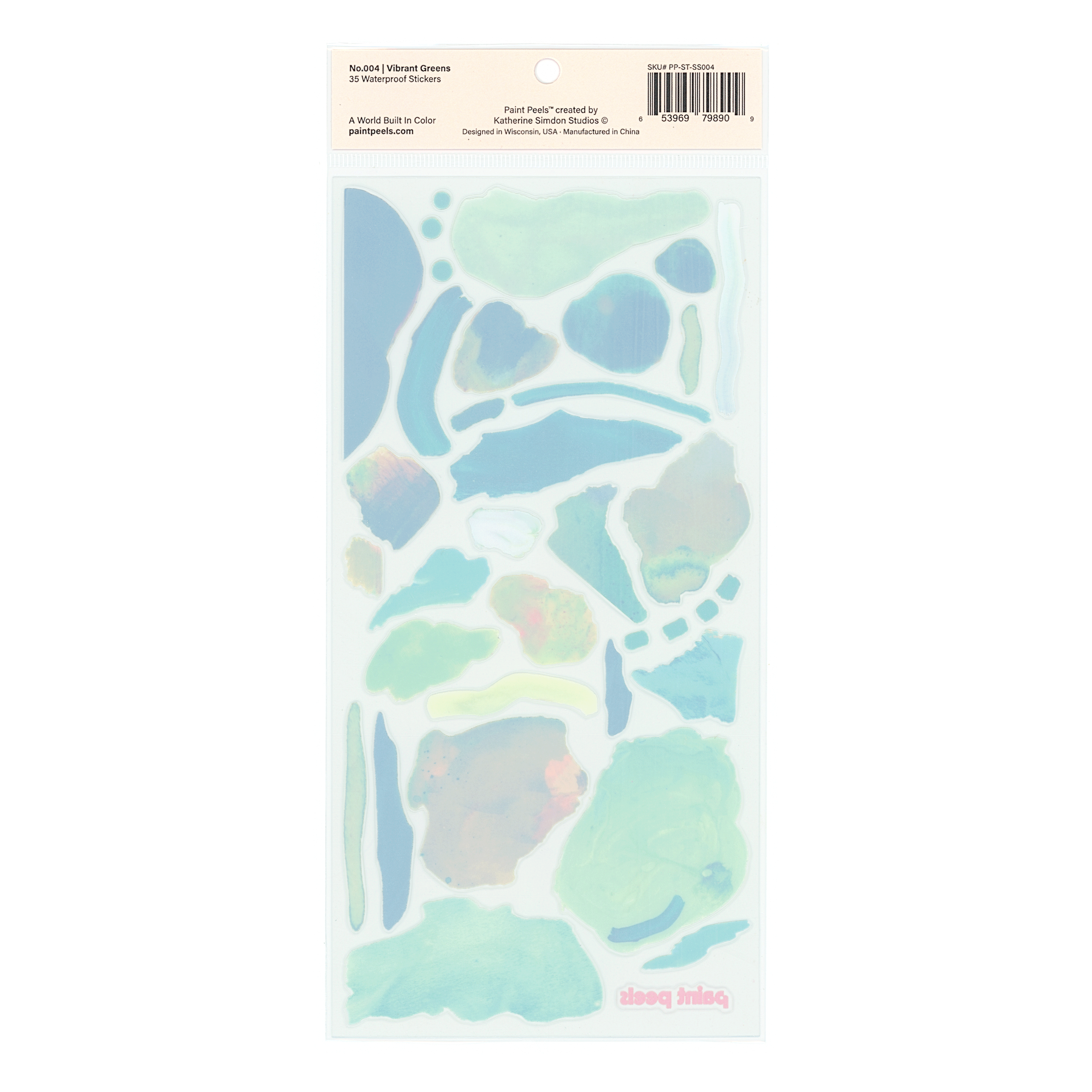 Vibrant Greens Paint Peels - No.004 Single Sticker Sheet - These Hands Makers Collective