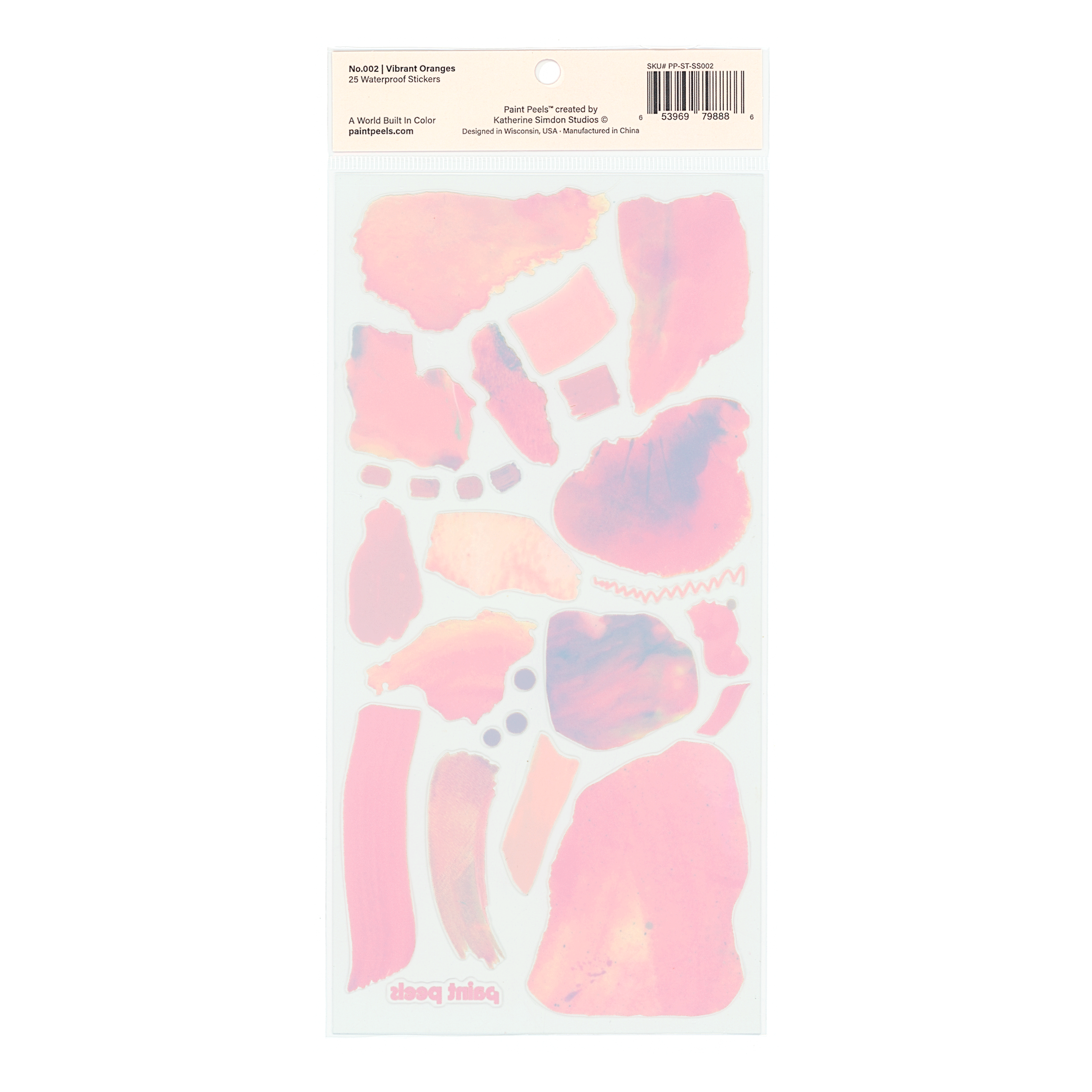 Vibrant Oranges Paint Peels - No.002 Single Sticker Sheet - These Hands Makers Collective