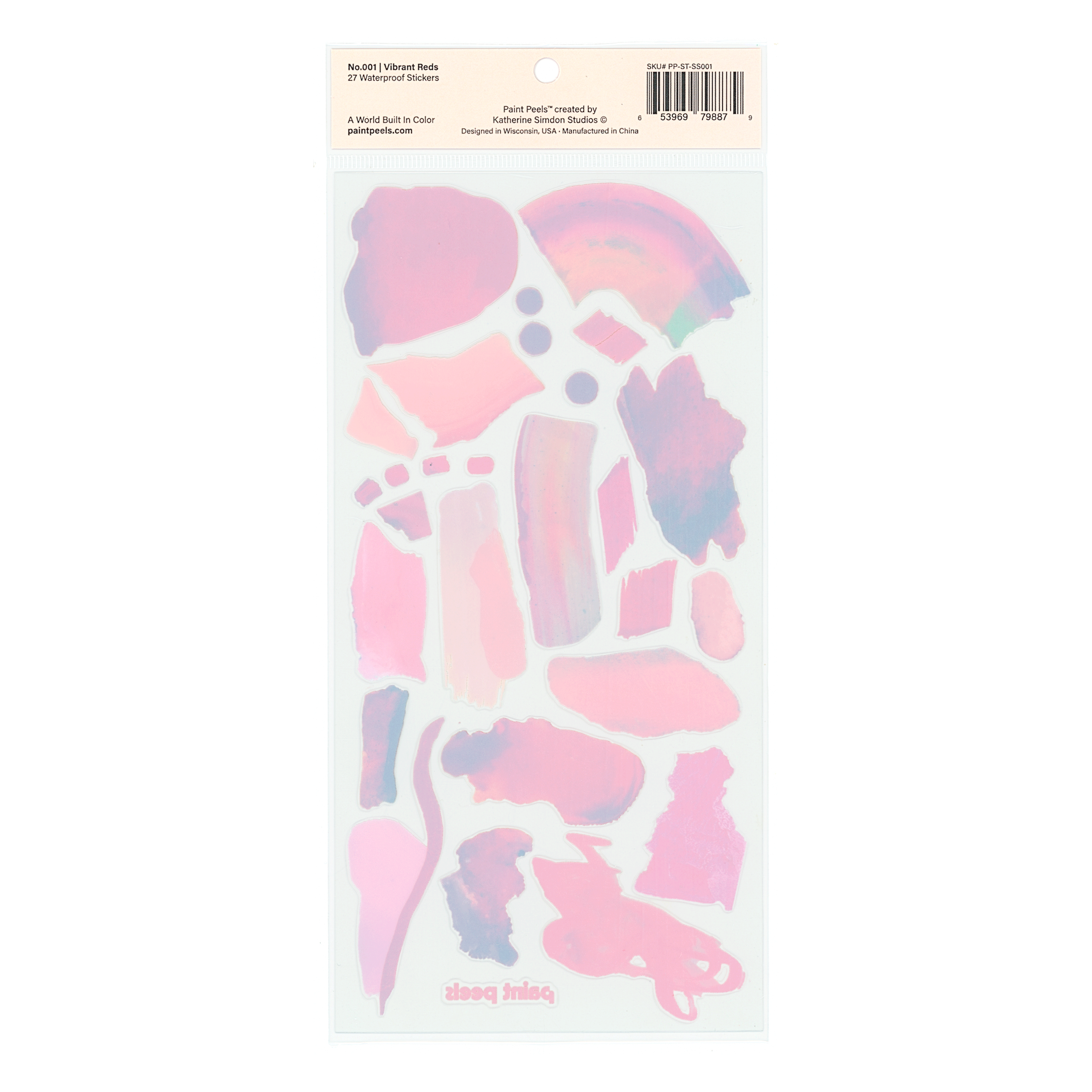 Vibrant Reds Paint Peels - No.001 Single Sticker Sheet - These Hands Makers Collective