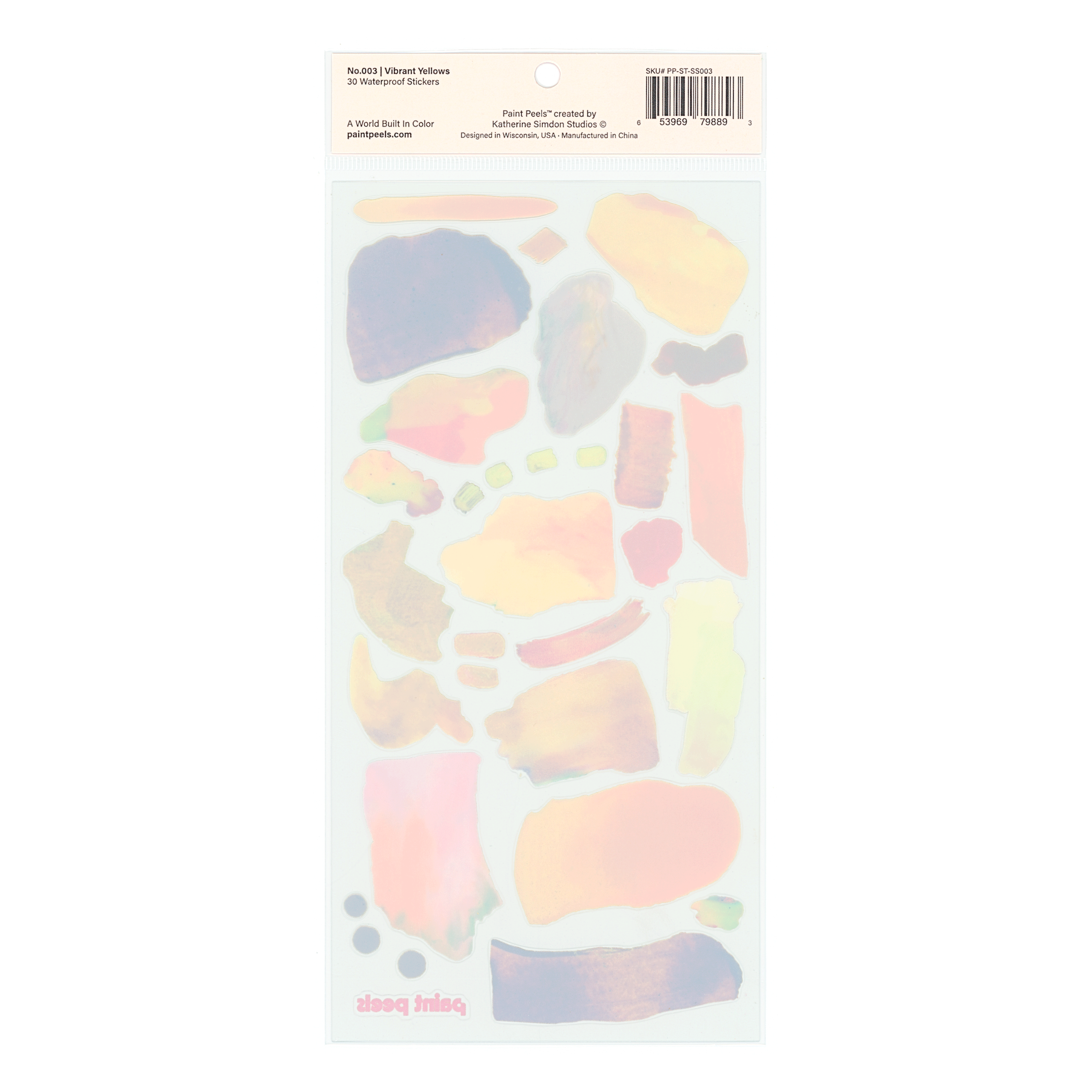 Vibrant Yellows Paint Peels - No.003 Single Sticker Sheet - These Hands Makers Collective