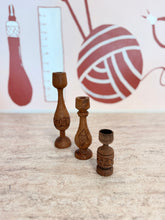 Load image into Gallery viewer, Vintage hand - carved wooden candlestick holders (Made in India) - These Hands Makers Collective