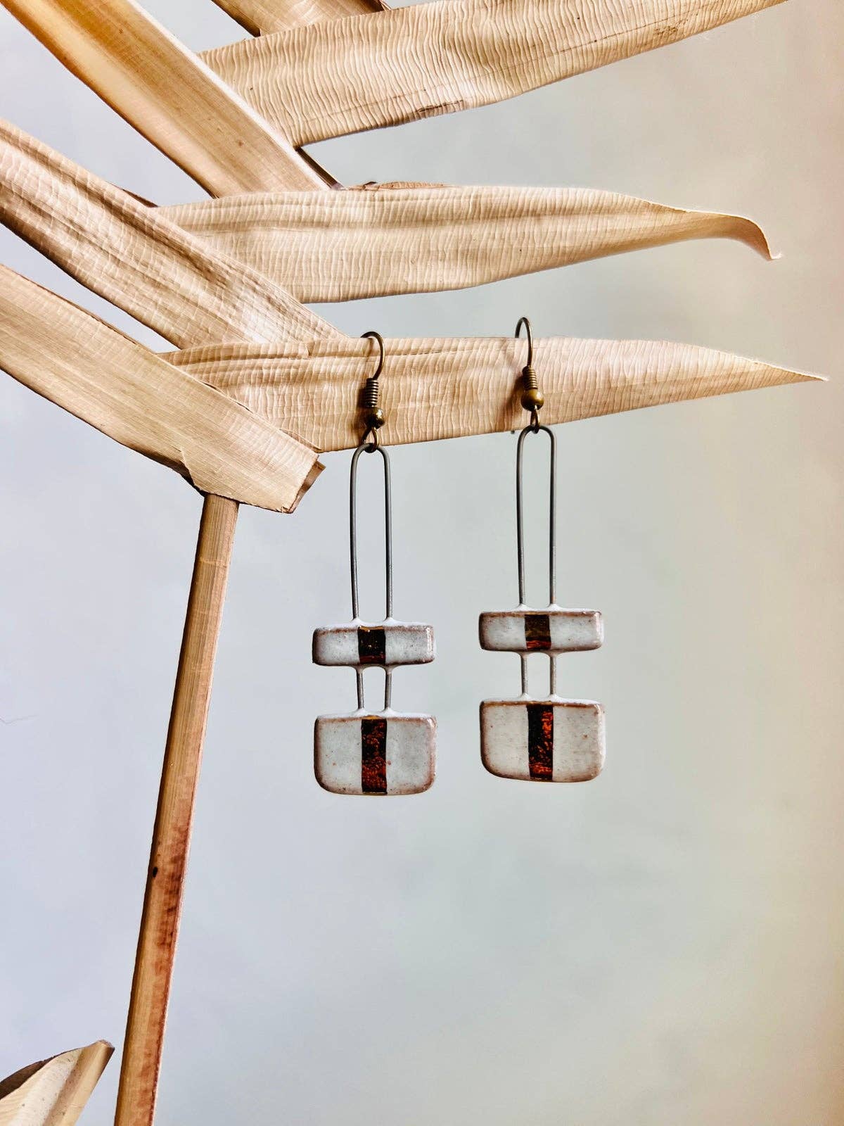 White Two Piece Earrings - These Hands Makers Collective