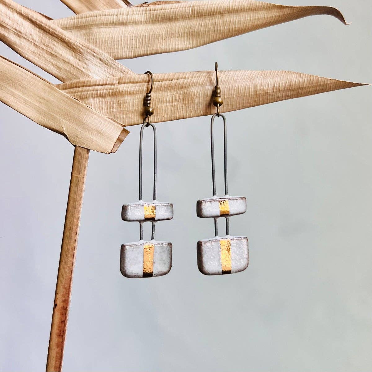 White Two Piece Earrings - These Hands Makers Collective