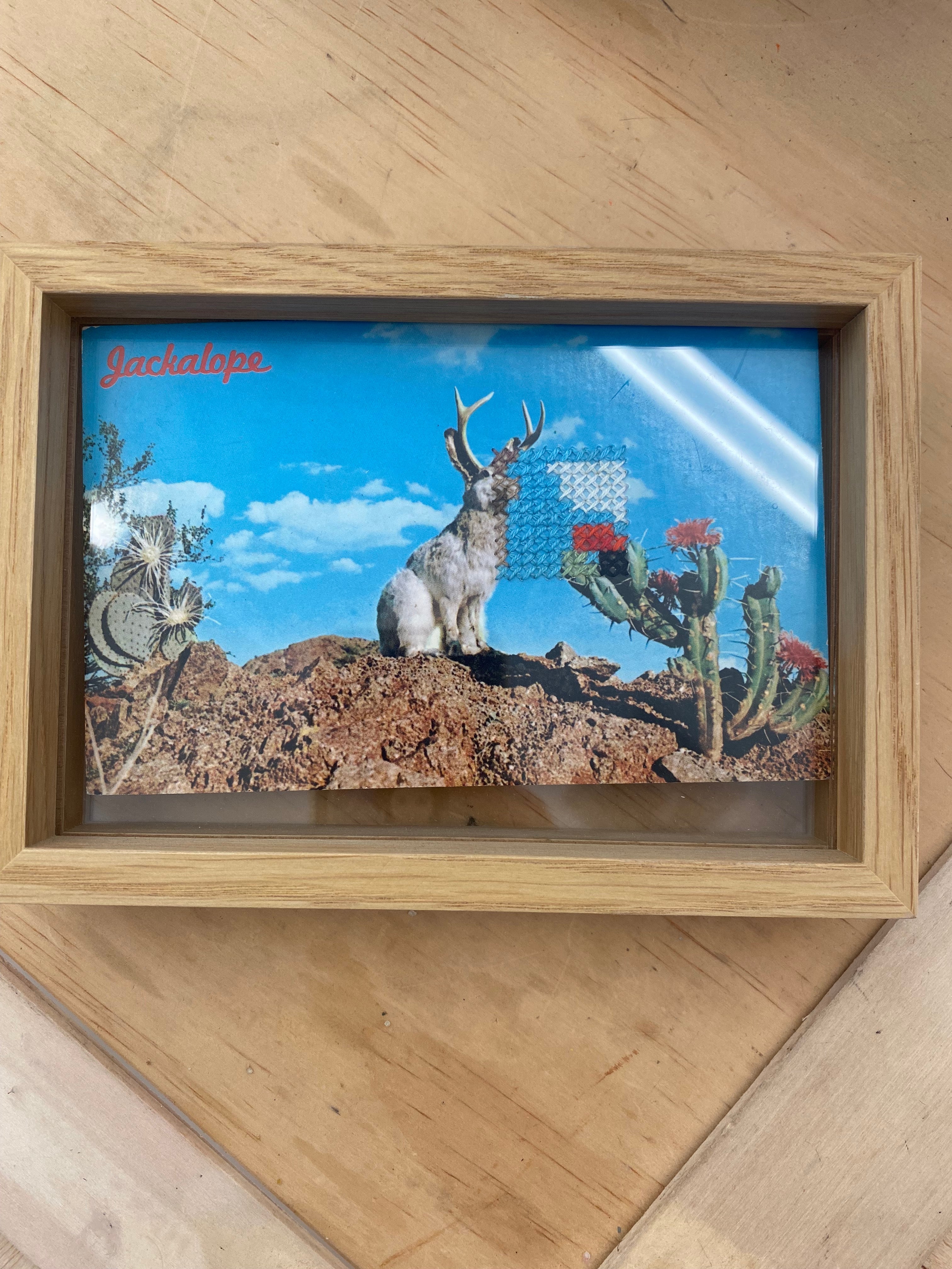 Wild Jackalope Embroidered Postcard by Maggie Morris - These Hands Makers Collective