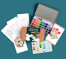 Load image into Gallery viewer, Zinnia Garden watercolor painting kit - These Hands Makers Collective