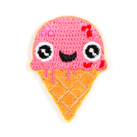 Ice Cream Face Embroidered Sticker Patch: 1