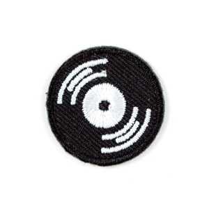 Record Embroidered Sticker Patch: 1" x 1"