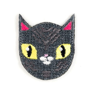 Gray Cat Embroidered Sticker Patch: 1" x 1"