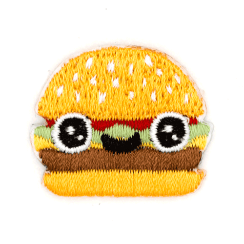 Burger Face Embroidered Sticker Patch: 1