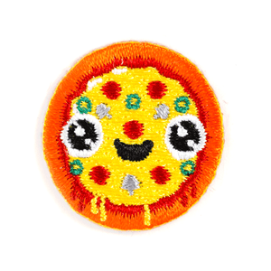 Pizza Face Embroidered Sticker Patch: 1" x 1"