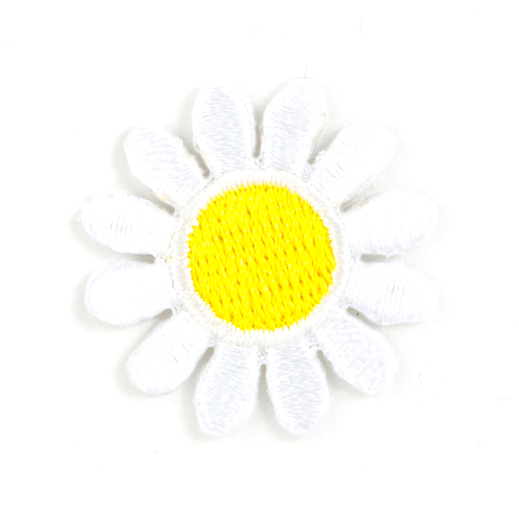 White Daisy Embroidered Sticker Patch: 1