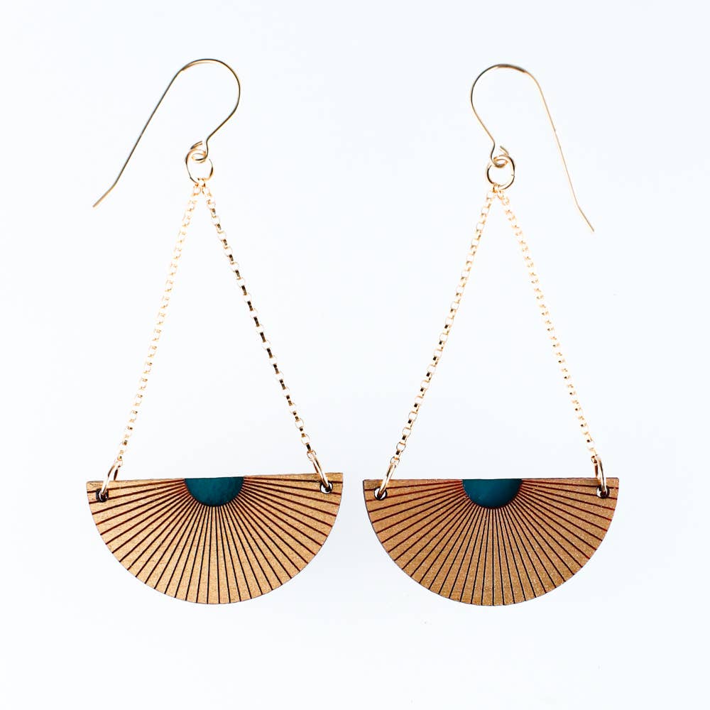 Egypt Earrings · Engraved Wood Chandelier