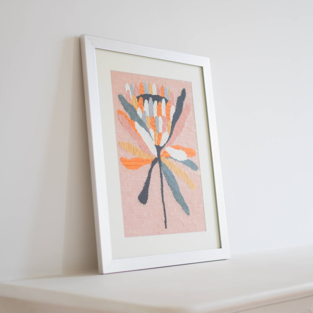 Pink Ice Protea Needlepoint Kit | DIY Embroidery