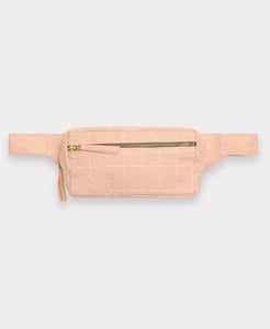 Kantha Crossbody Belt Bag: Pink