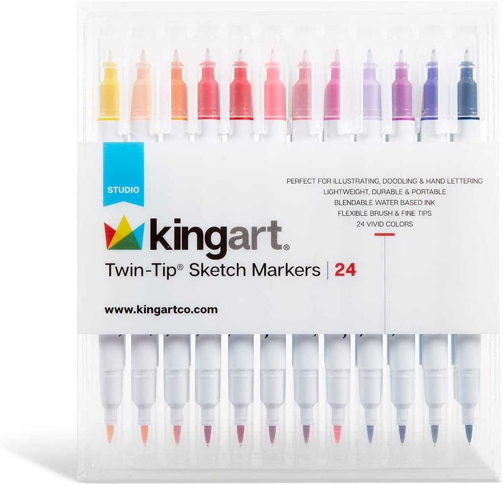 Kingart Twin-Tip Sketch Markers - Set of 24