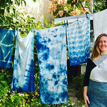 Load image into Gallery viewer, JUL 10th IN-PERSON - Indigo Shibori Scarves or Box Top Workshop with Hilary Hahn