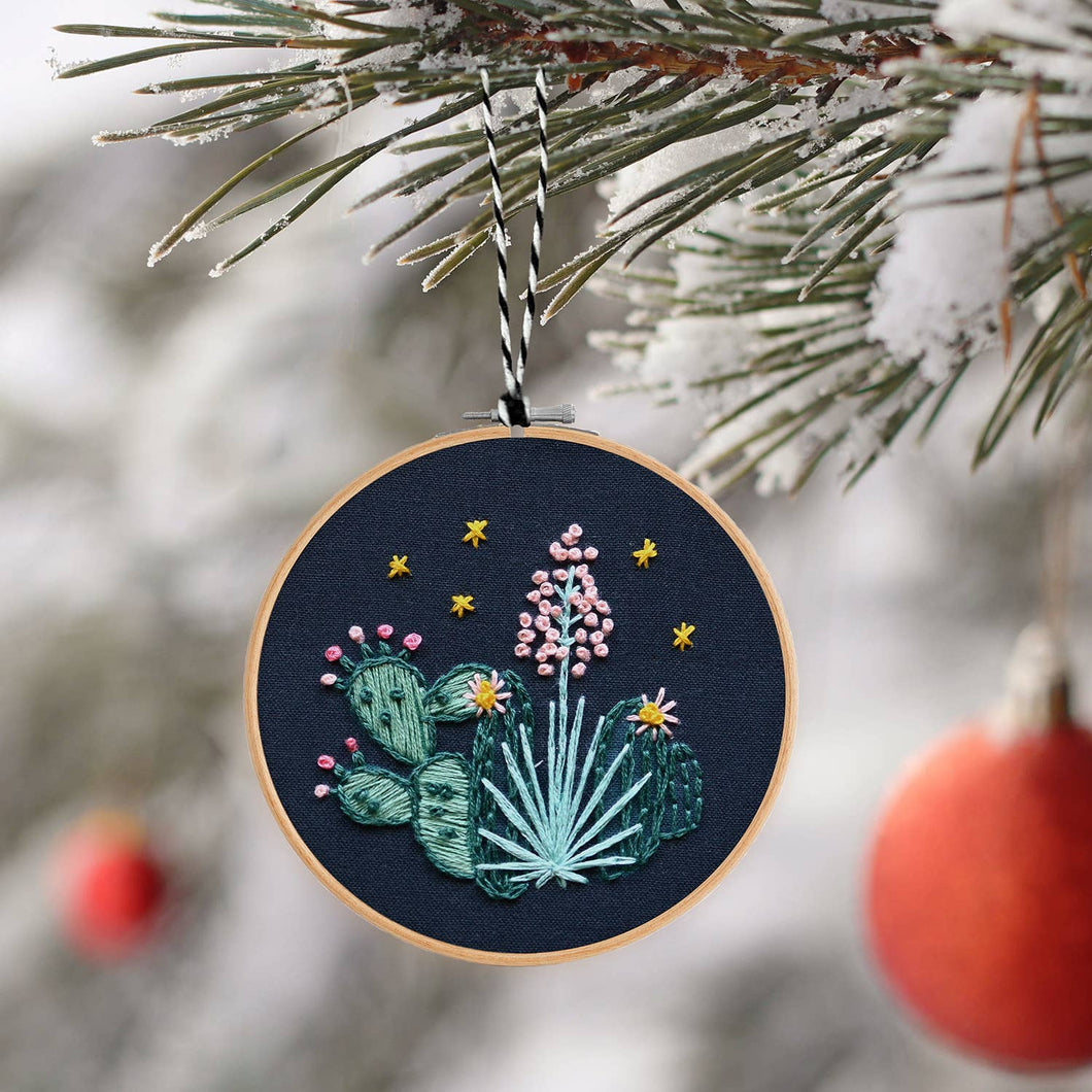 Holiday Decor: Cactus DIY Embroidered Christmas Ornament Kit