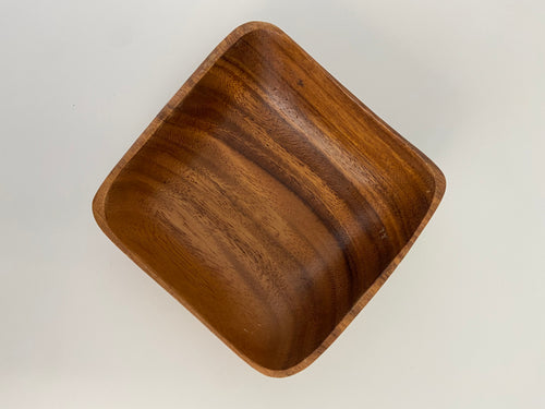 Vintage Square Small Wood Bowl