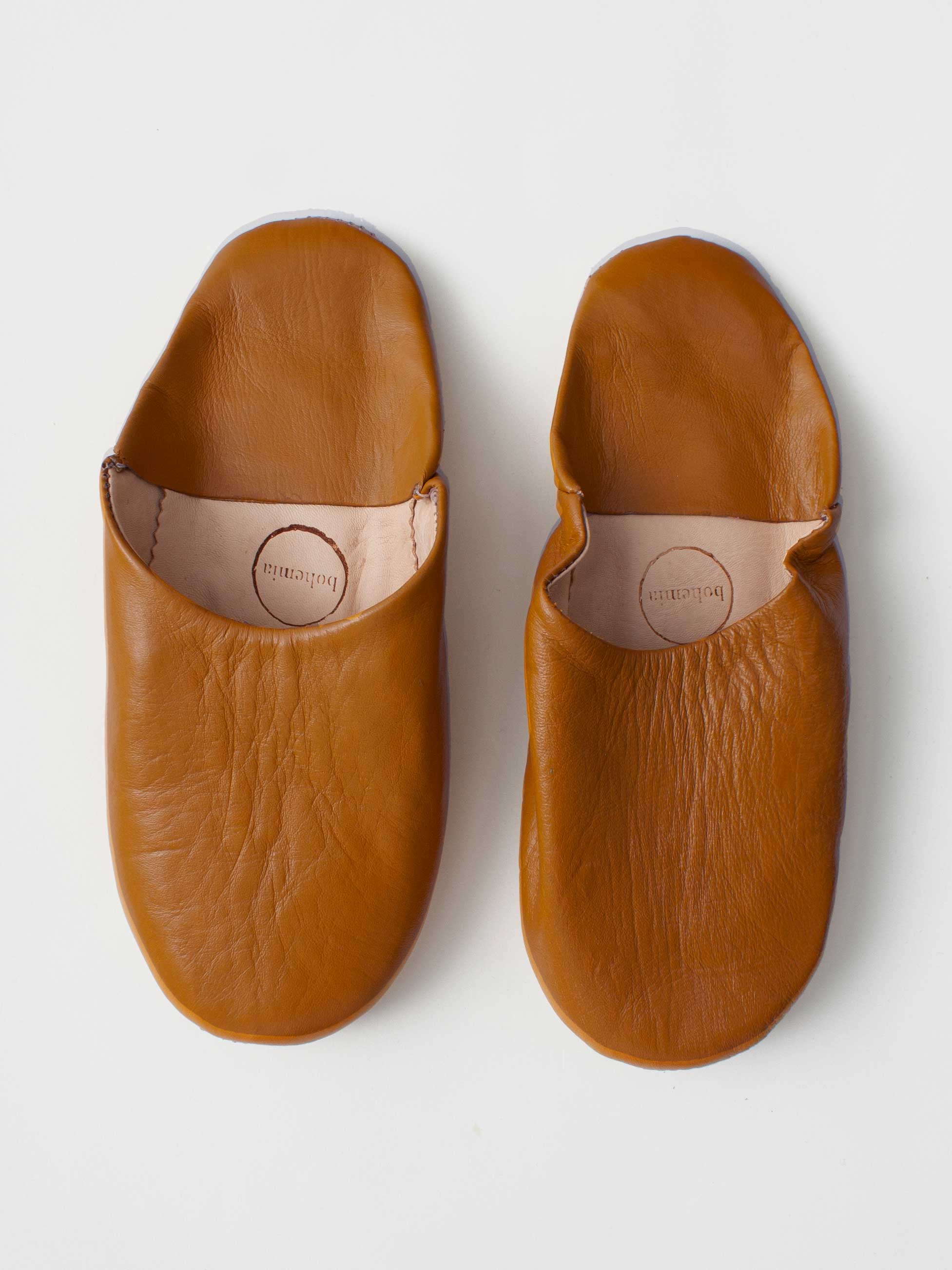 Moroccan Babouche Basic Slippers, Caramel: Medium - These Hands Makers Collective