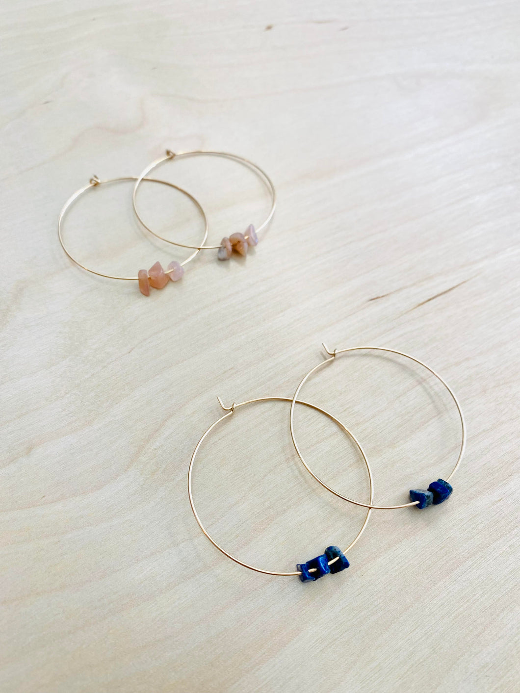 Tiny Crystal Hoop Earrings - 45mm (Gold Filled)