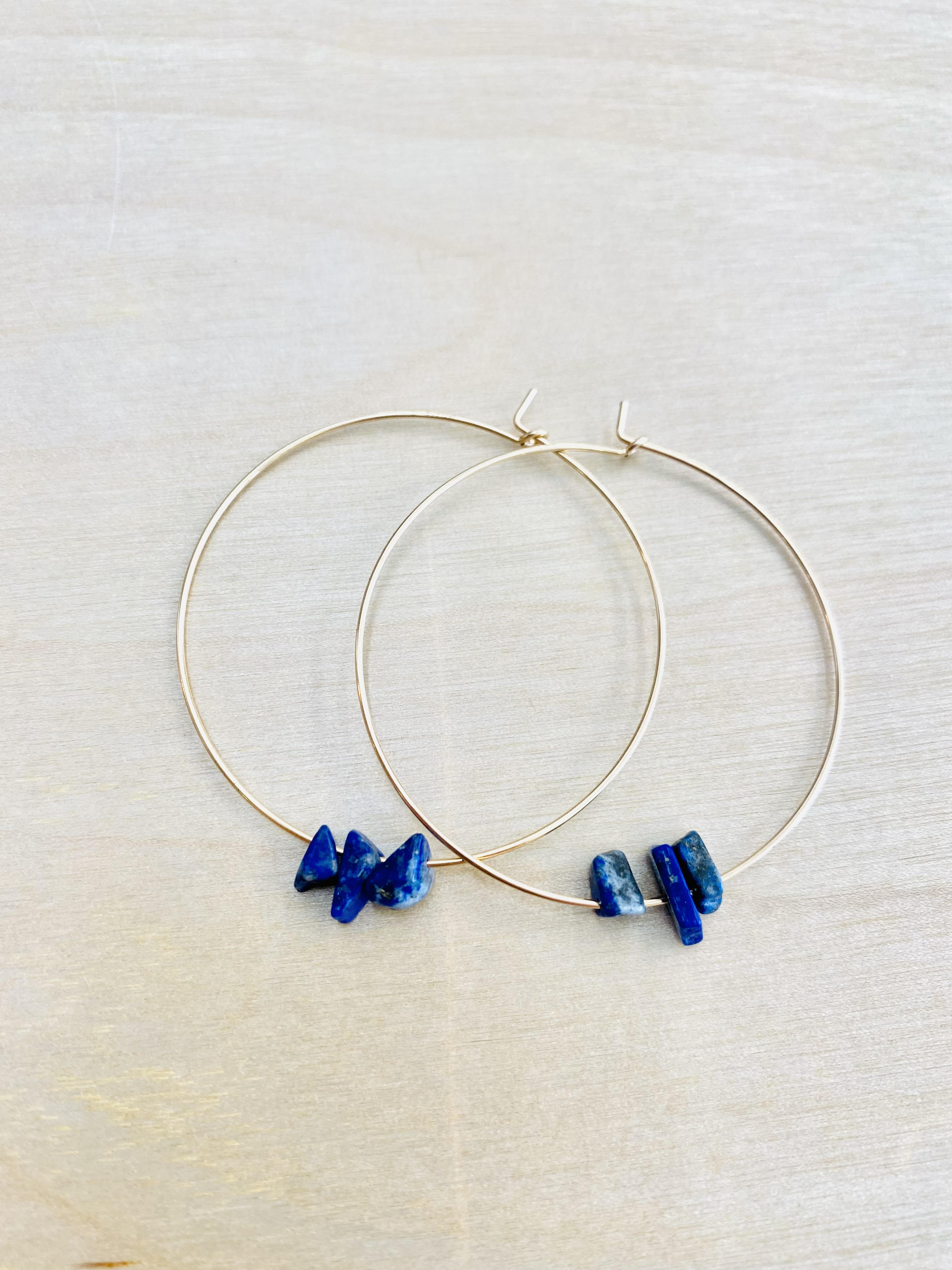 Tiny Crystal Hoop Earrings - 45mm (Gold Filled)