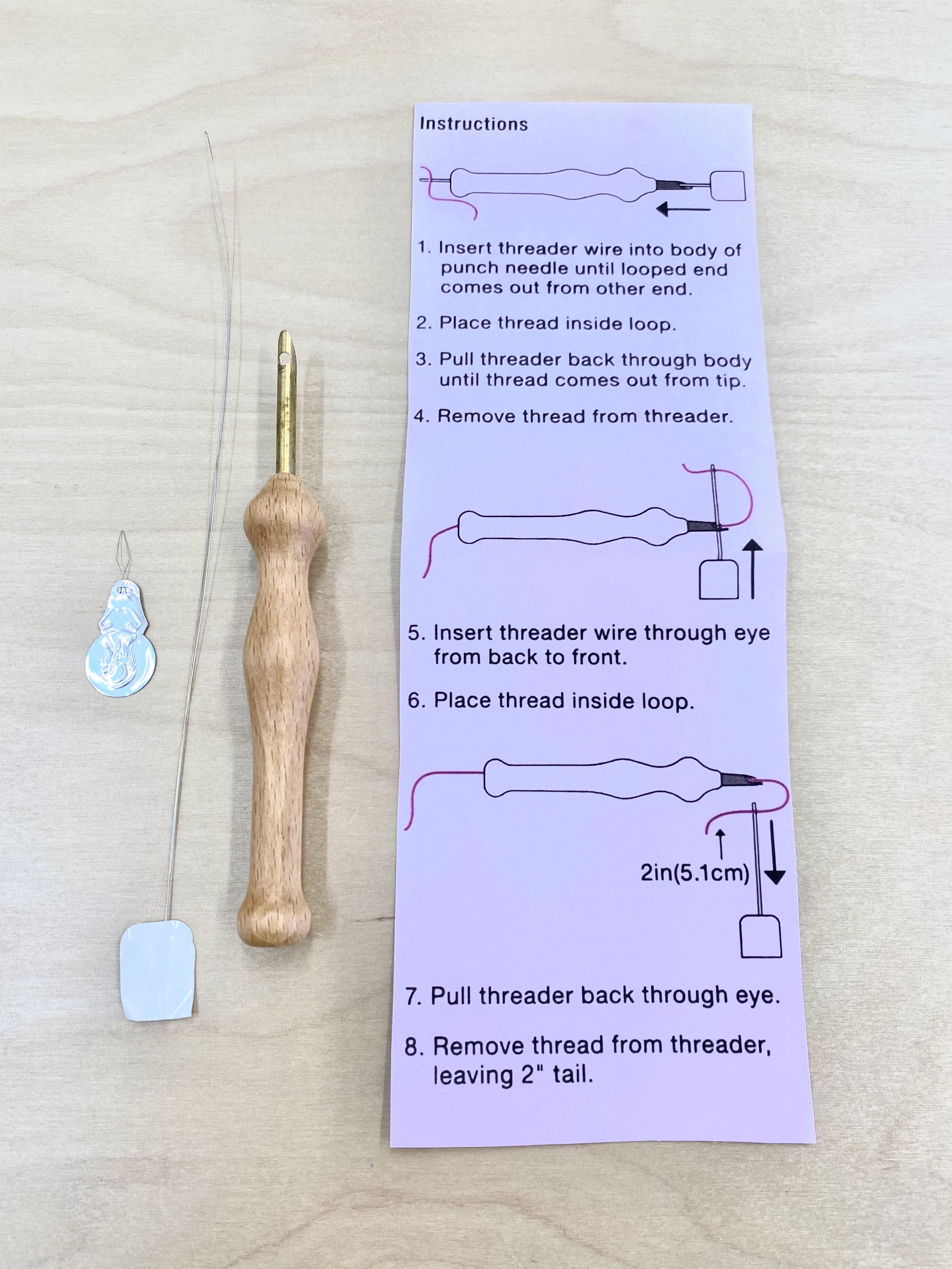 Wooden Punch Needle and Thread Kit