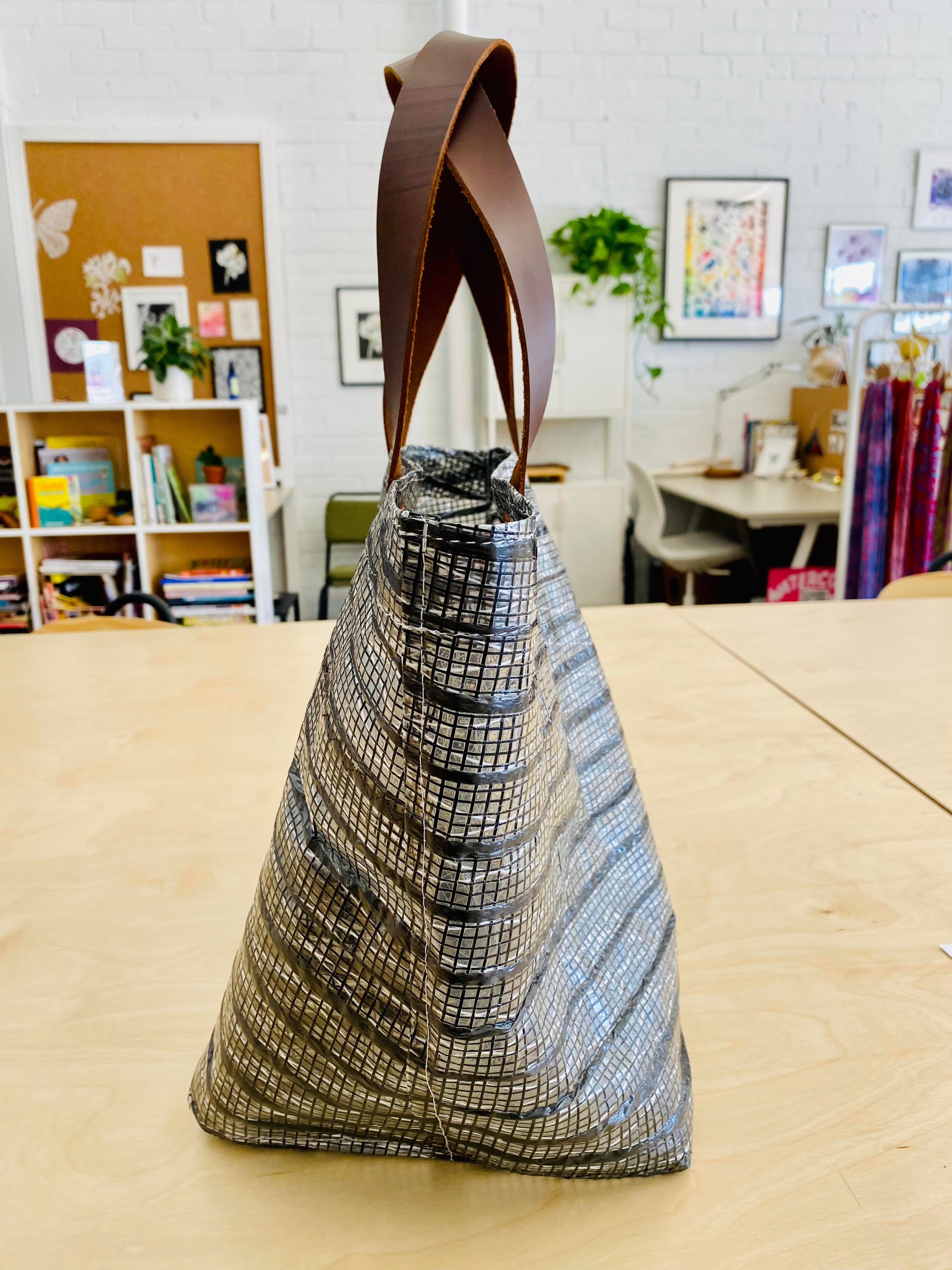 Recycled Sail Leather Handle Bag