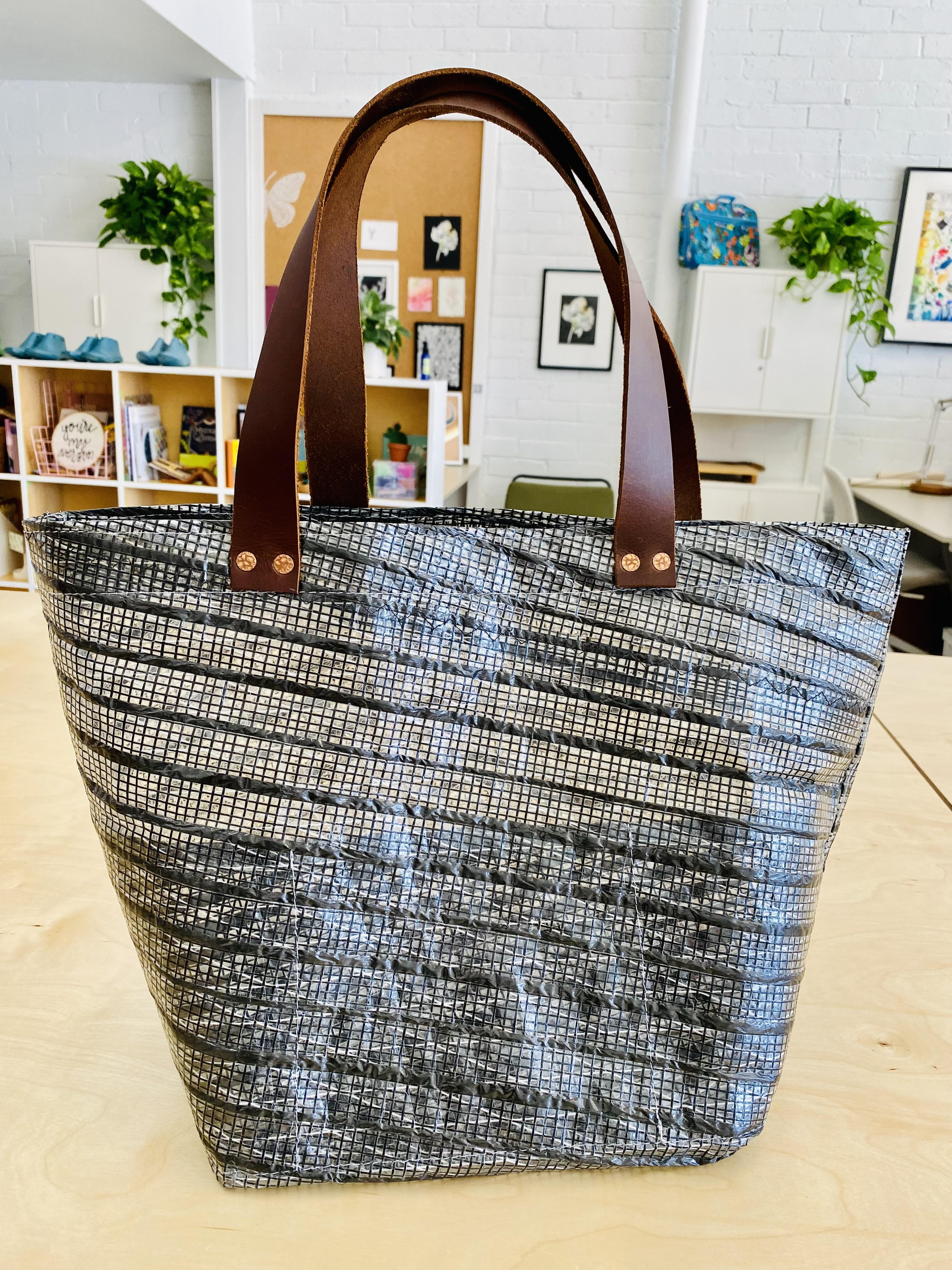 Recycled Sail Leather Handle Bag