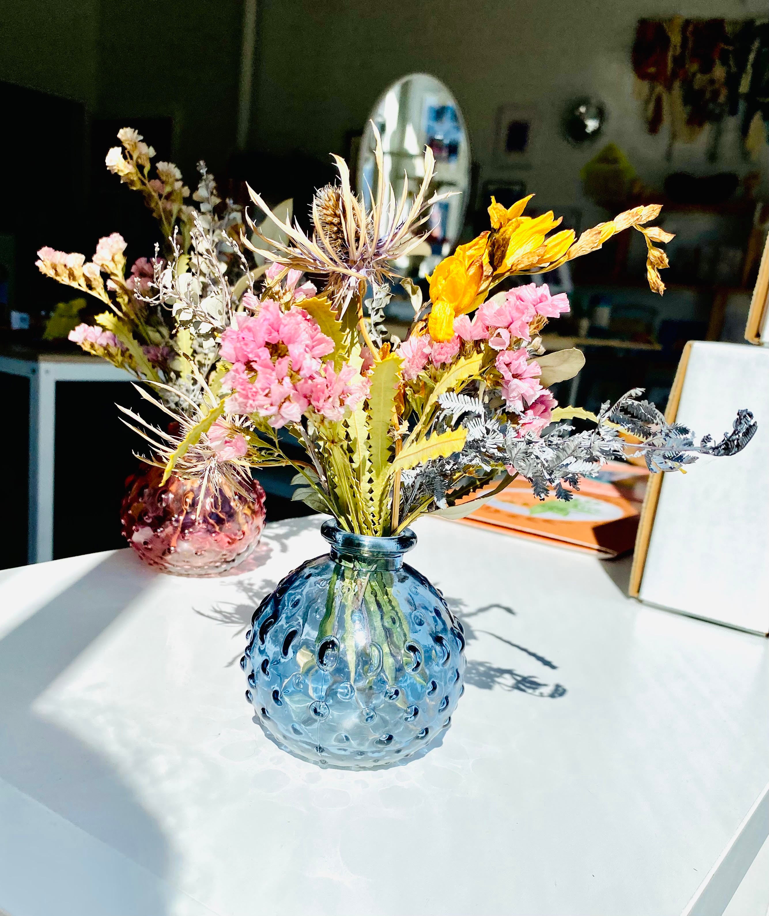Vase with Dried Flower Bouquet